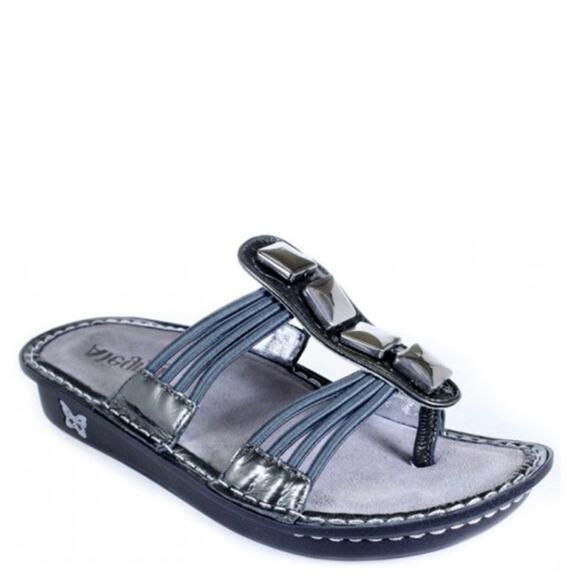 Alegria PIS-101 'Pisa' Black Patent Sandal SZ 37 Comfort Strappy - Picture 1 of 8